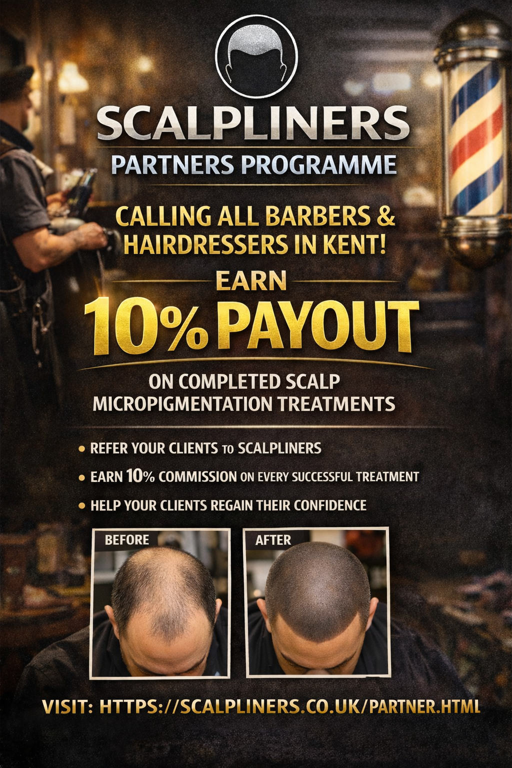 ScalpLiners Partners Programme — earn 10% on every completed SMP treatment in Kent