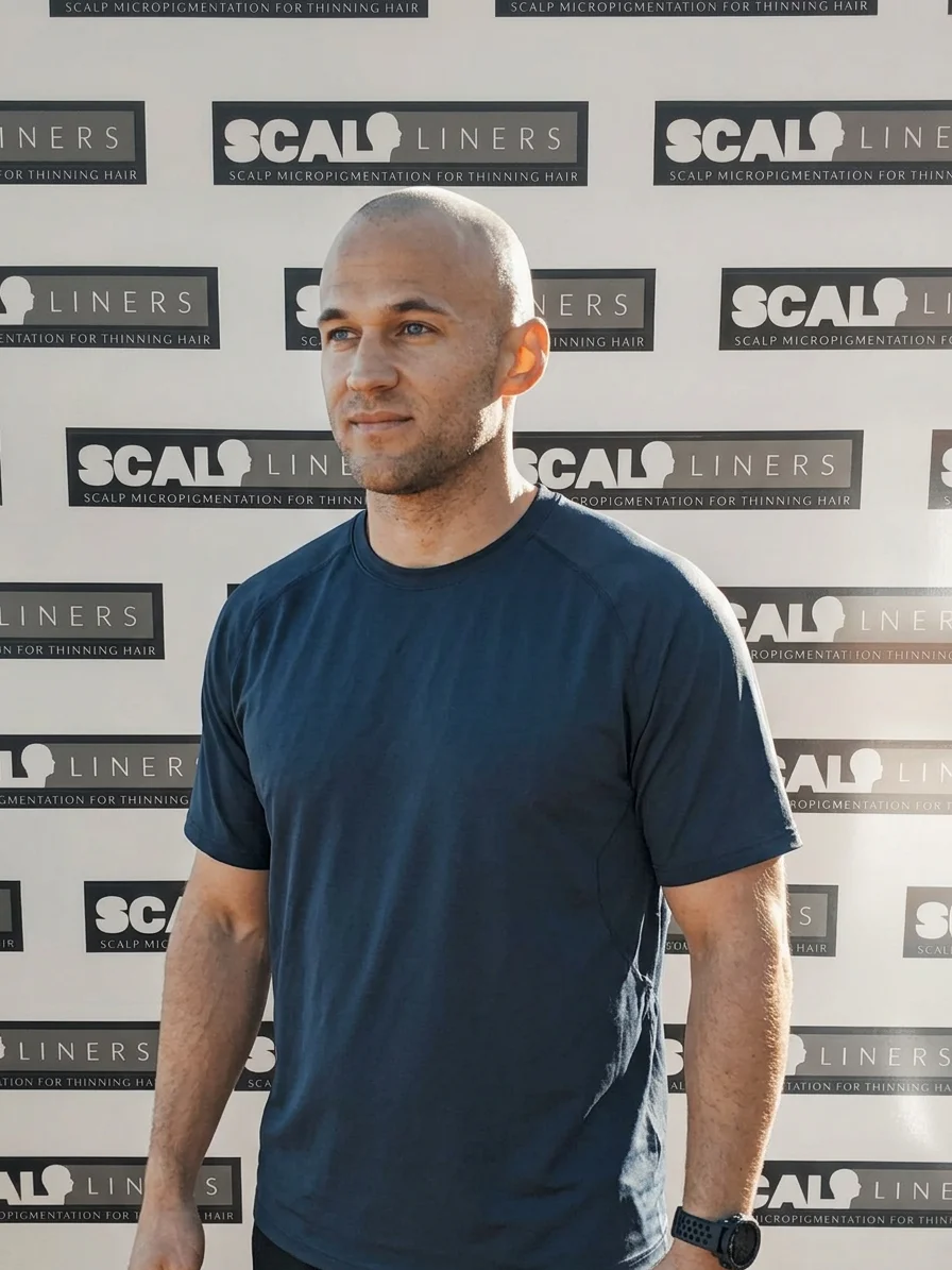 Billy after full head scalp micropigmentation result ScalpLiners Kent