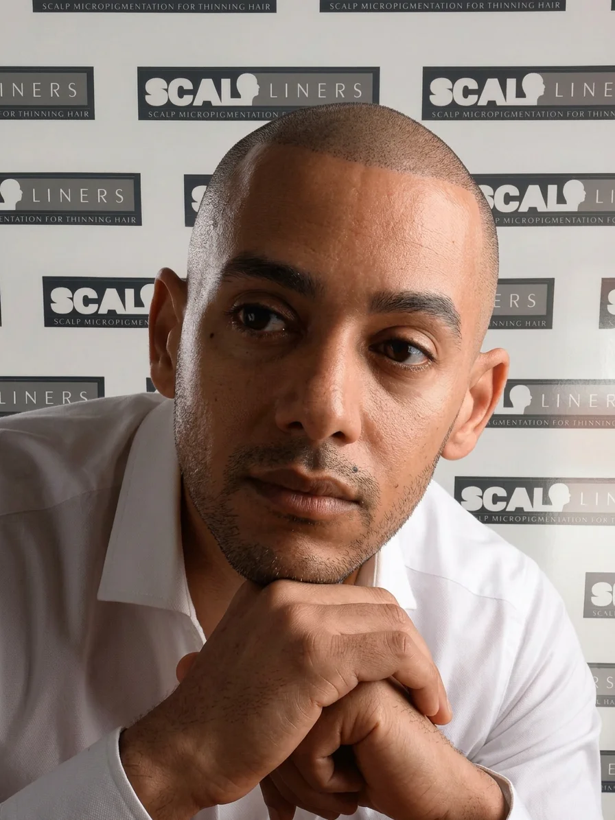Curtis after scalp micropigmentation hairline restoration result ScalpLiners Kent